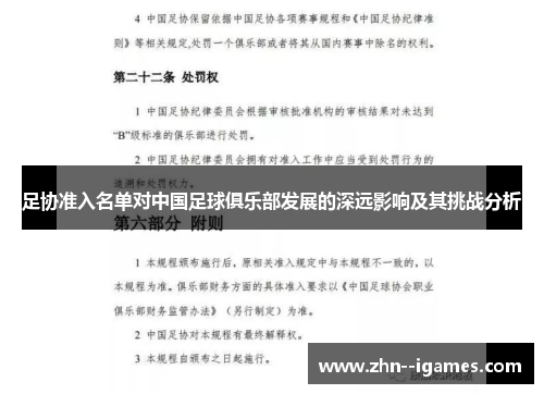 足协准入名单对中国足球俱乐部发展的深远影响及其挑战分析 足协准入名单对中国足球俱乐部发展的深远影响及其挑战分析